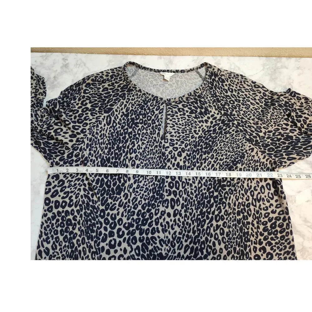 Cato Women's Beige Black Animal Print Long Sleeve Round Neck Midi Dress 22/24W - Picture 5 of 6